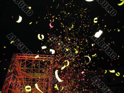Tower and confetti