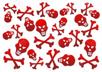 Red skulls background