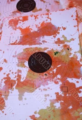 Multicolored blots and stains on shoting target