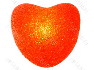 Burning plastic heart on the white background