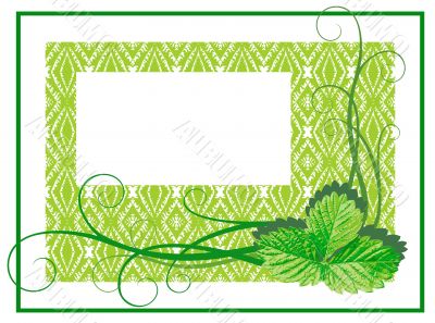 frame with strawberry leaves