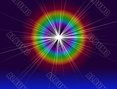 beautiful moonbeams through full rainbow
