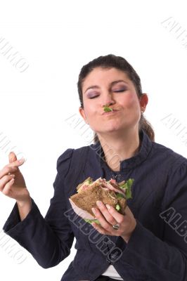 Enjoying my sandwich