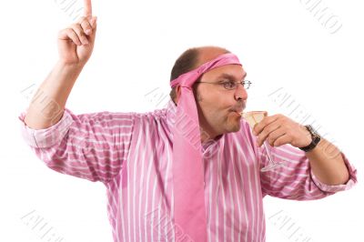 Partying businessman