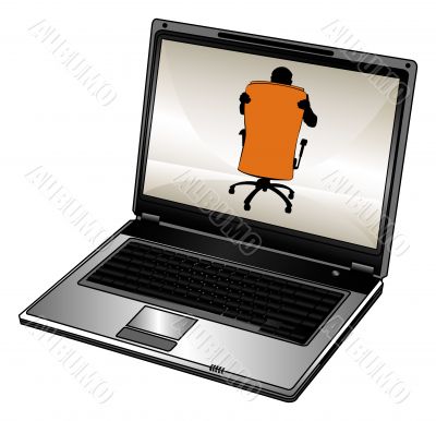 Silhouette of businessman and laptop