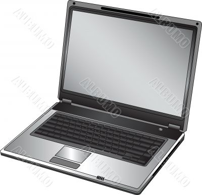 Black vector opened laptop