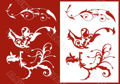 Vector floral ornamental elements