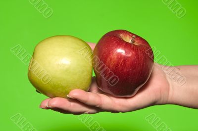 red and green apples