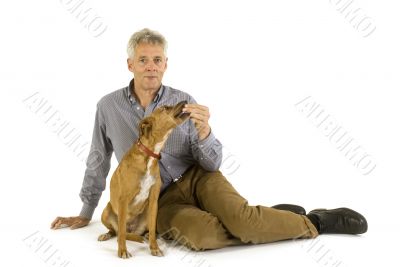 senior man with dog