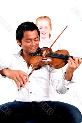 man playing violin