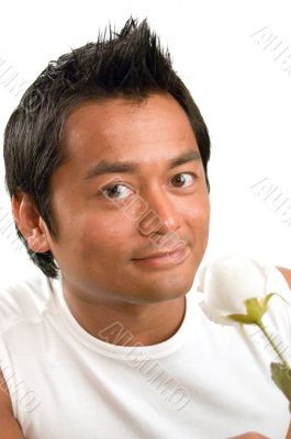man holding a rose