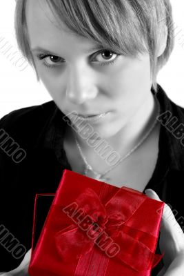 Girl with gift box