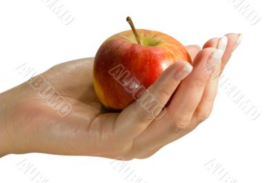 Holding an apple
