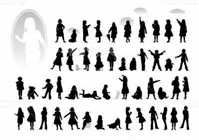 Black children silhouettes
