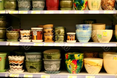 ceramic bowls in supermarket
