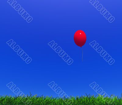 child`s balloon and grass