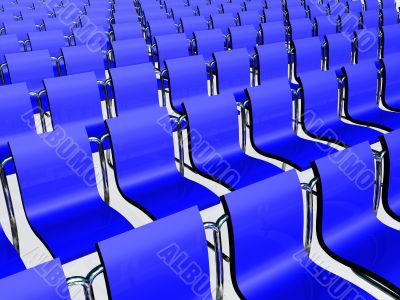 row of blue chairs