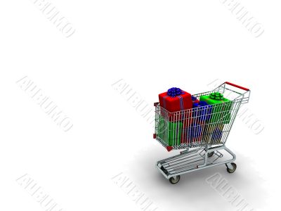 cart with in a number of gifts