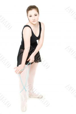 A young girl stretching