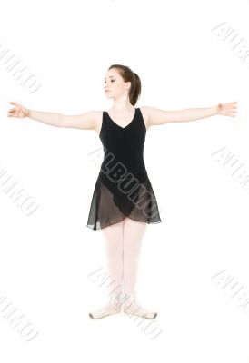 A young girl stretching