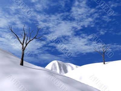 snow-bound hills