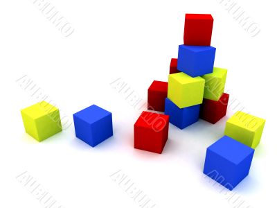 varicoloured child`s blocks