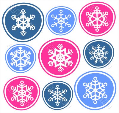 Nine snowflakes
