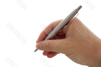 Hand and pen