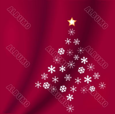 Snowflakes Shape Christmas Tree on Red