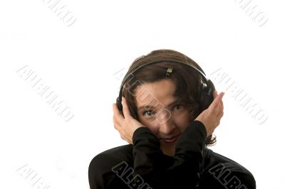 girl in headphones