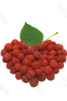 Heart laid out from a raspberry