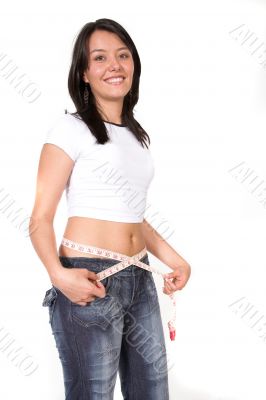 happy girl losing weight