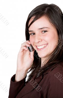 beautiful girl smiling on the phone