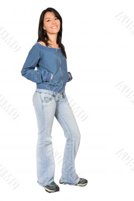 beautiful young girl in blue