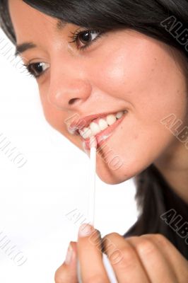 girl applying lipstick