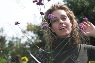 Happy woman in the garden