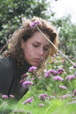 Pretty woman in the garden
