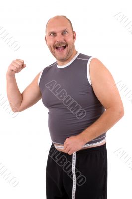 Happy overweight man