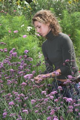 Pretty woman gardening
