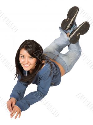 beautiful casual girl on the floor