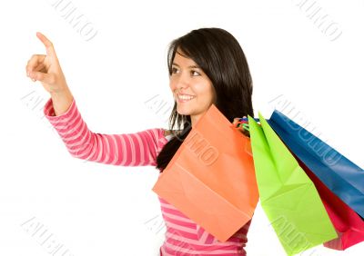 beautiful teenager with shopping bags