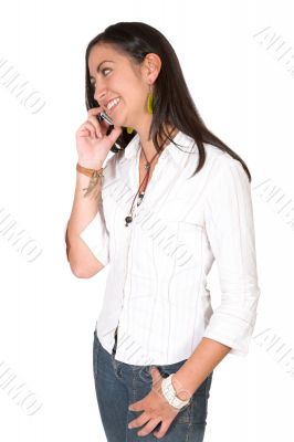 beautiful girl talking on the phone