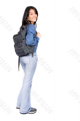 beautiful student over white