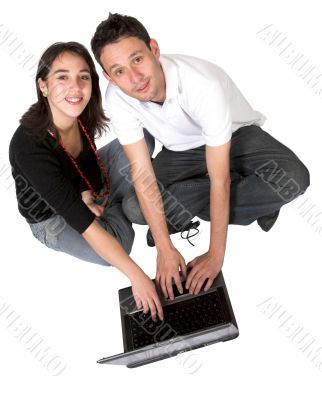 casual couple on laptop