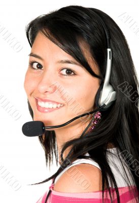 casual girl with headset