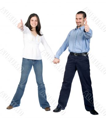 beautiful couple thumbs up