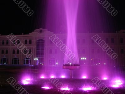 Night fountain with pink color
