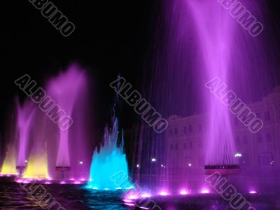 Multi-coloured fountains