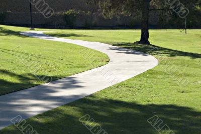 Path through green grass