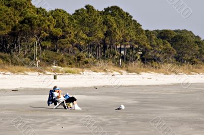 Woman Relaxing on Beach